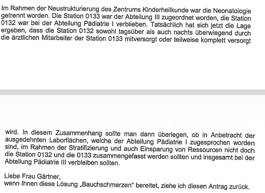 Original-Textstelle aus dem Entwurf mit einer Anmerkung von Herrn Paul